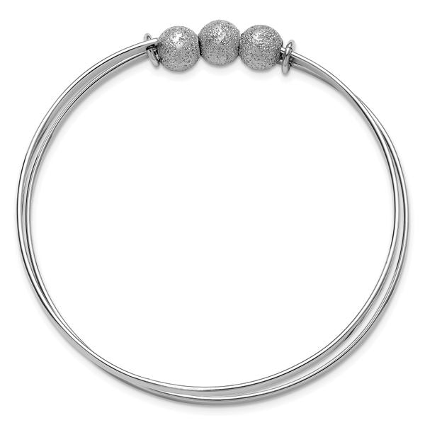 Leslie's SS Radiant Essence Polish/Textured Beads Flexible Bangle - Image 2