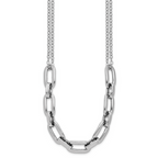 Leslie's SS RH-plated 2-Strand Fancy Link w/ 2in Ext Necklace - Image 2