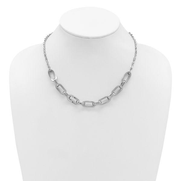 Leslie's SS RH-plated 2-Strand Fancy Link w/ 2in Ext Necklace - Image 3