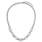 Leslie's SS RH-plated 2-Strand Fancy Link w/ 2in Ext Necklace - Image 4