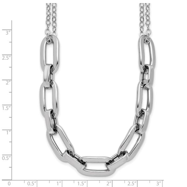 Leslie's SS RH-plated 2-Strand Fancy Link w/ 2in Ext Necklace - Image 5