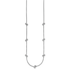 Leslie's SS Rhodium-plated Polished Brushed and Beaded Necklace - Image 2