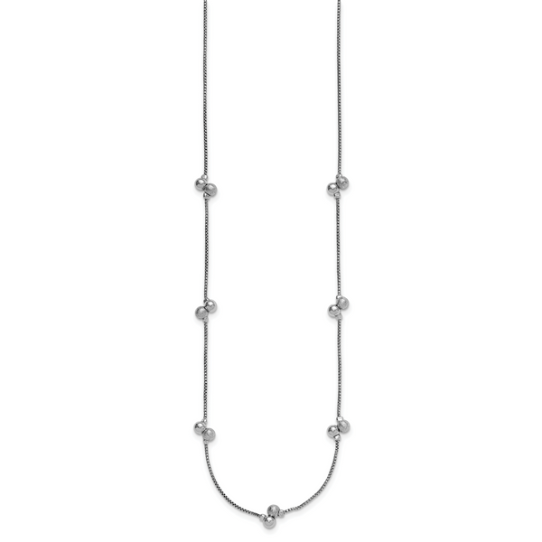 Leslie's SS Rhodium-plated Polished Brushed and Beaded Necklace - Image 2