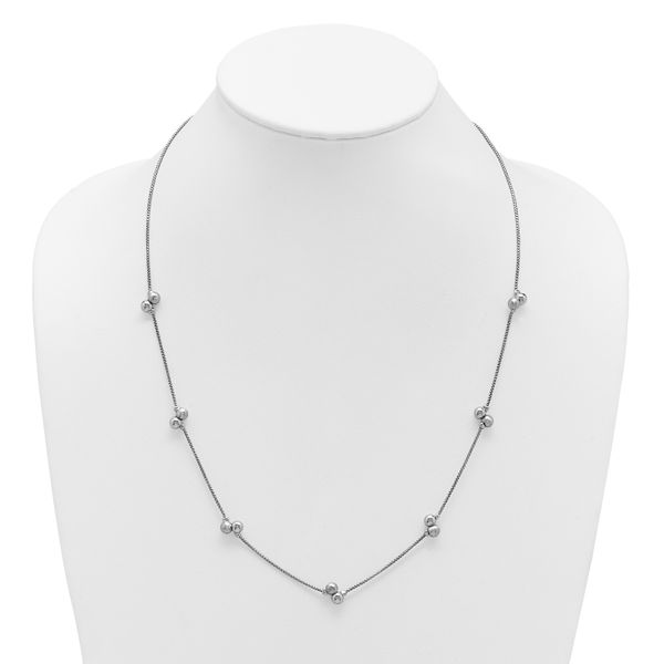Leslie's SS Rhodium-plated Polished Brushed and Beaded Necklace - Image 3
