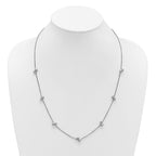 Leslie's SS Rhodium-plated Polished Brushed and Beaded Necklace - Image 3