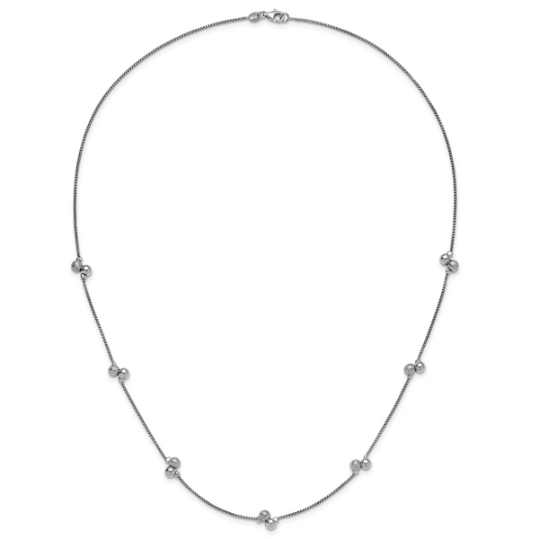 Leslie's SS Rhodium-plated Polished Brushed and Beaded Necklace - Image 4