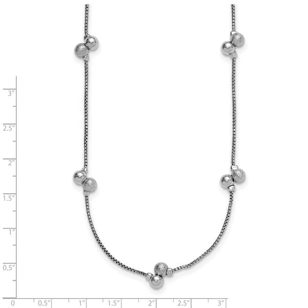Leslie's SS Rhodium-plated Polished Brushed and Beaded Necklace - Image 5