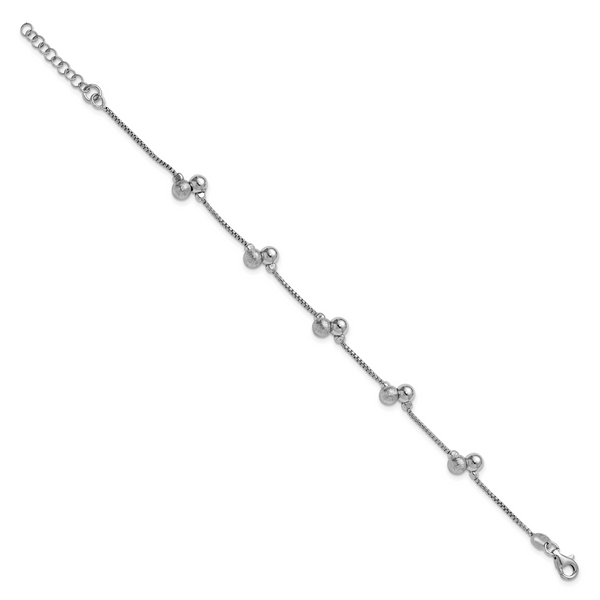 Leslie's SS RH-plated Brushed and Beaded w/1in Ext Bracelet - Image 2