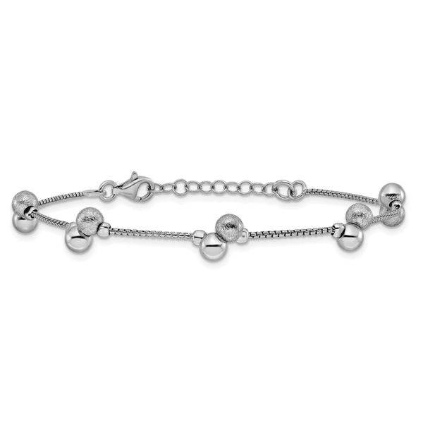 Leslie's SS RH-plated Brushed and Beaded w/1in Ext Bracelet - Image 3
