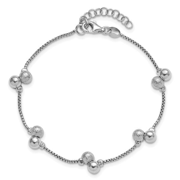 Leslie's SS RH-plated Brushed and Beaded w/1in Ext Bracelet - Image 4