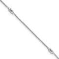 Leslie's SS RH-plated Polished Knots 9in PLUS 1in Ext Anklet
