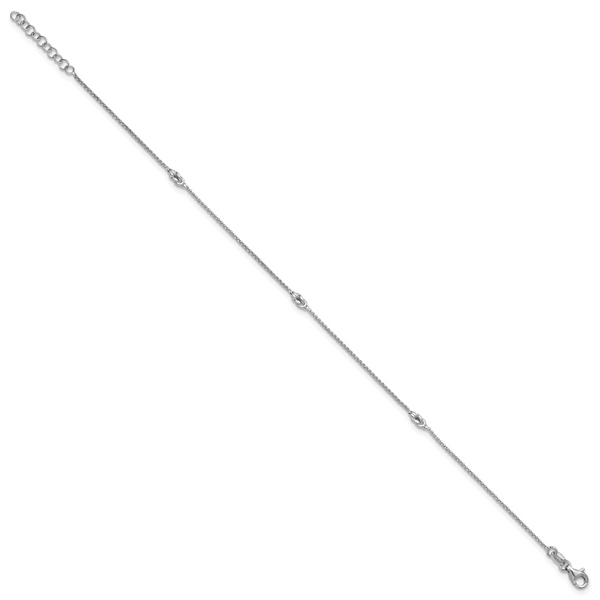 Leslie's SS RH-plated Polished Knots 9in PLUS 1in Ext Anklet - Image 2