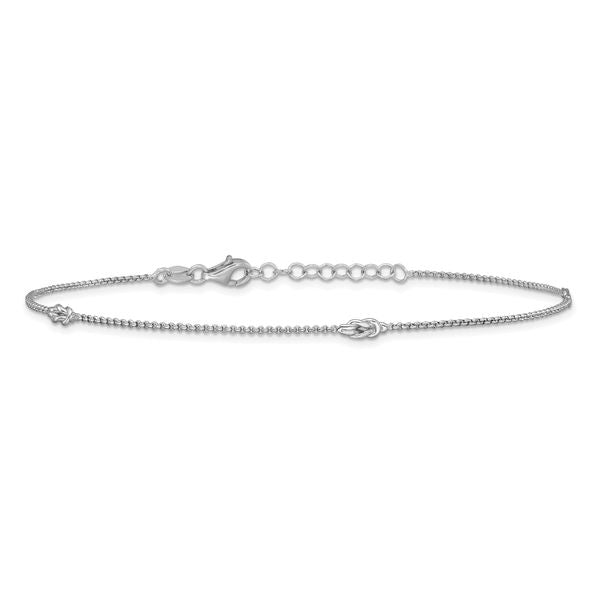 Leslie's SS RH-plated Polished Knots 9in PLUS 1in Ext Anklet - Image 3