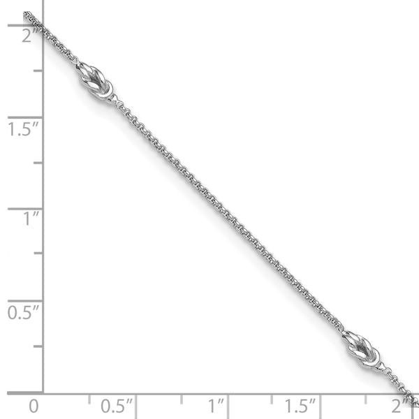 Leslie's SS RH-plated Polished Knots 9in PLUS 1in Ext Anklet - Image 5