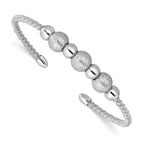 Leslie's SS Radiant Essence RH-pltd Twisted and Beaded Cuff Bangle