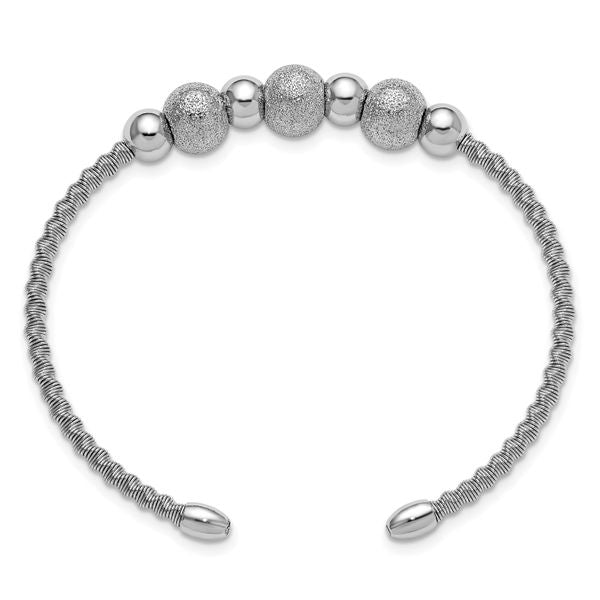 Leslie's SS Radiant Essence RH-pltd Twisted and Beaded Cuff Bangle - Image 2