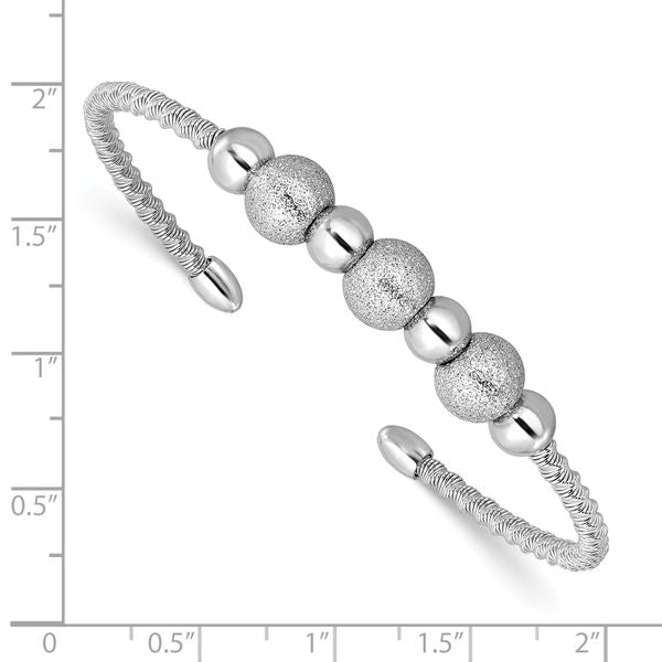 Leslie's SS Radiant Essence RH-pltd Twisted and Beaded Cuff Bangle - Image 3