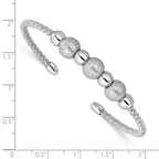 Leslie's SS Radiant Essence RH-pltd Twisted and Beaded Cuff Bangle - Image 3