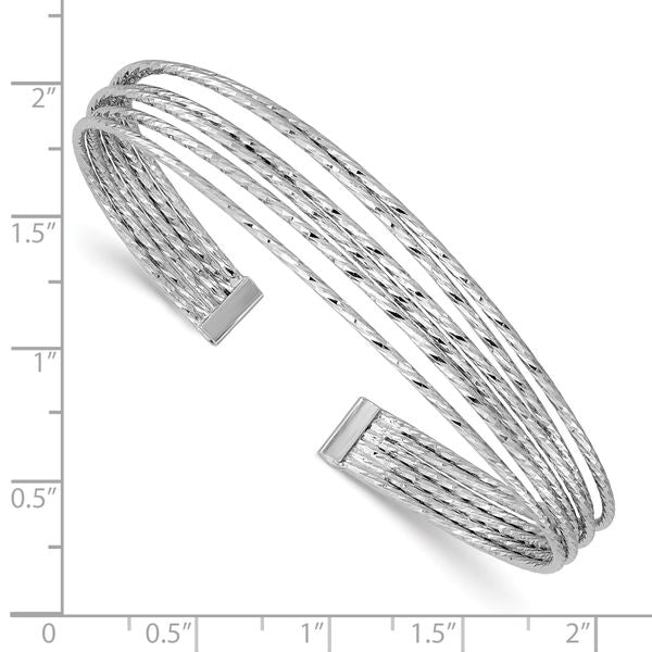 Leslie's SS RH-plated Polished and D/C 6-Wire Cuff Bangle - Image 3