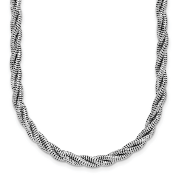 Leslie's Sterling Silver RH-plated Polished and Twisted Necklace