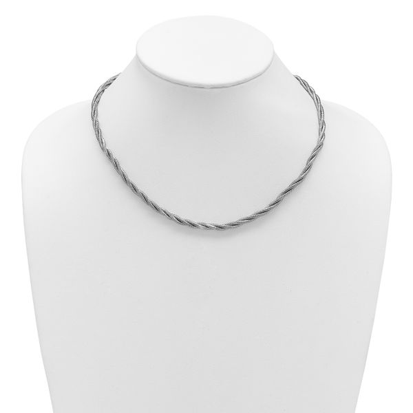Leslie's Sterling Silver RH-plated Polished and Twisted Necklace - Image 3