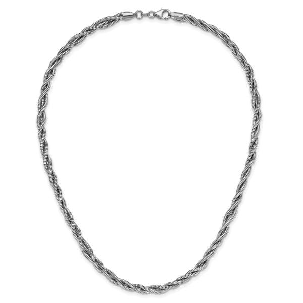 Leslie's Sterling Silver RH-plated Polished and Twisted Necklace - Image 4