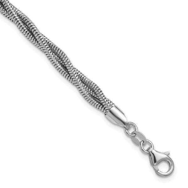 Leslie's Sterling Silver RH-plated Polished and Twisted Bracelet
