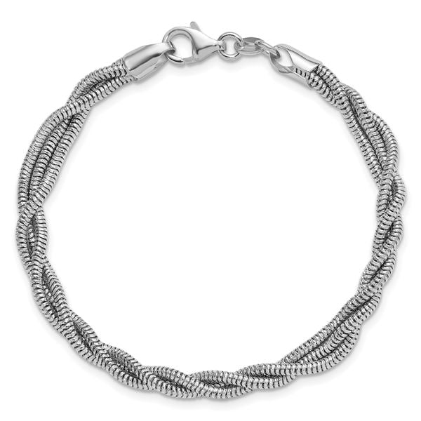 Leslie's Sterling Silver RH-plated Polished and Twisted Bracelet - Image 4