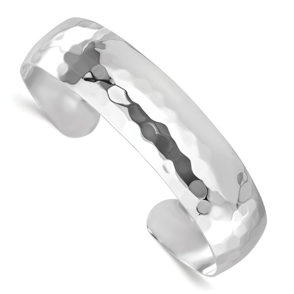 Leslie's Sterling Silver Polished Hammered Slip-on Bangle