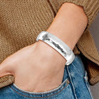 Leslie's Sterling Silver Polished Hammered Slip-on Bangle - Image 4