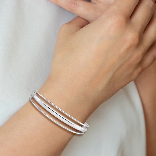 Sterling Silver Polished Fancy Slip-on Bangle - Image 4