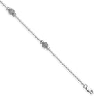 Leslie's Sterling Silver Polished & Textured Beaded w/1in ext. Anklet