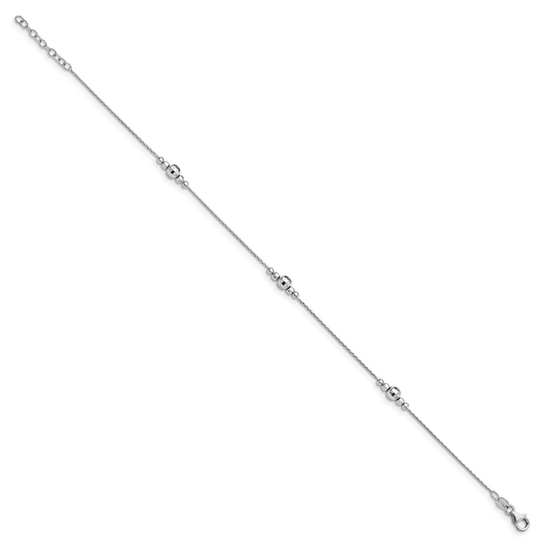 Leslie's Sterling Silver Polished w/1in ext. Anklet - Image 2
