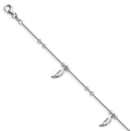 Leslie's Sterling Silver Polished Feather w/1in ext. Anklet
