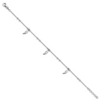 Leslie's Sterling Silver Polished Feather w/1in ext. Anklet - Image 2