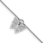 Leslie's SS Polished & Textured Butterfly w/1in ext. Anklet