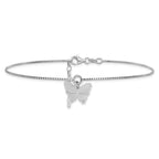 Leslie's SS Polished & Textured Butterfly w/1in ext. Anklet - Image 3