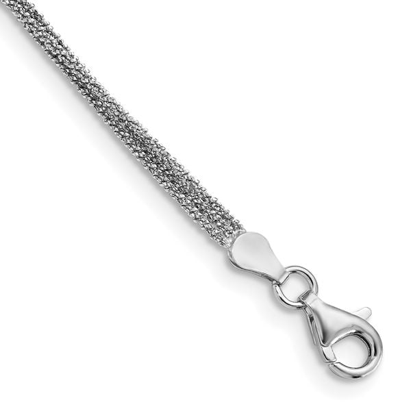 Leslie's Sterling Silver Textured Three Strand w/1in ext. Anklet