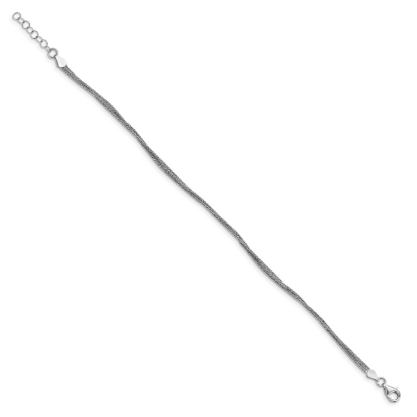 Leslie's Sterling Silver Textured Three Strand w/1in ext. Anklet - Image 2