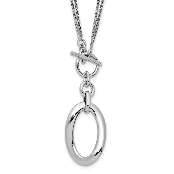 Leslie's Sterling Silver RH-plat Polished Fancy 2-Strand Necklace