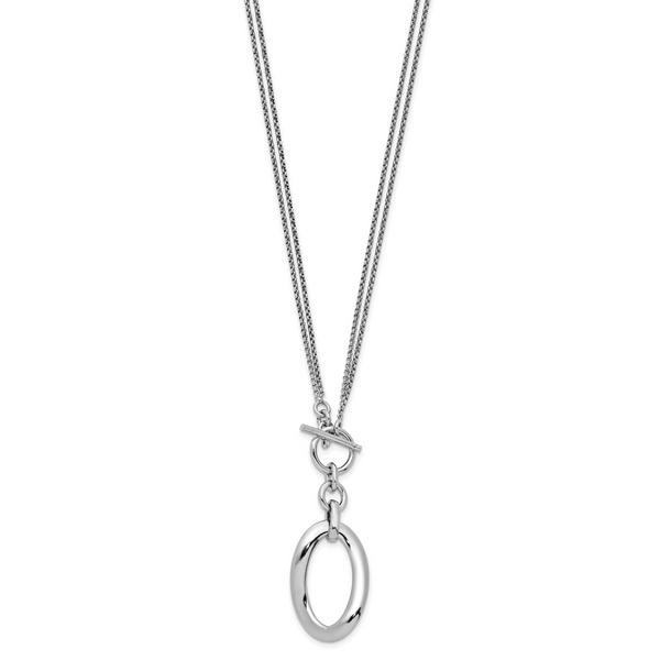 Leslie's Sterling Silver RH-plat Polished Fancy 2-Strand Necklace - Image 2