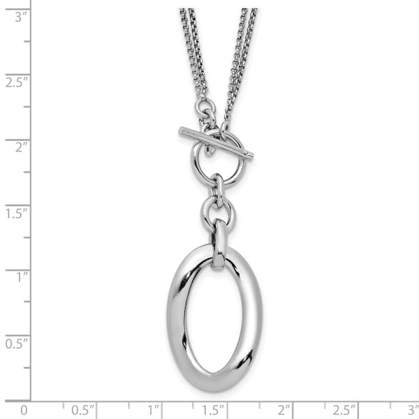 Leslie's Sterling Silver RH-plat Polished Fancy 2-Strand Necklace - Image 3