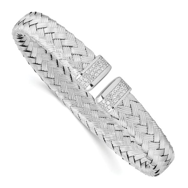Leslie's Sterling Silver CZ Woven Flexible Cuff