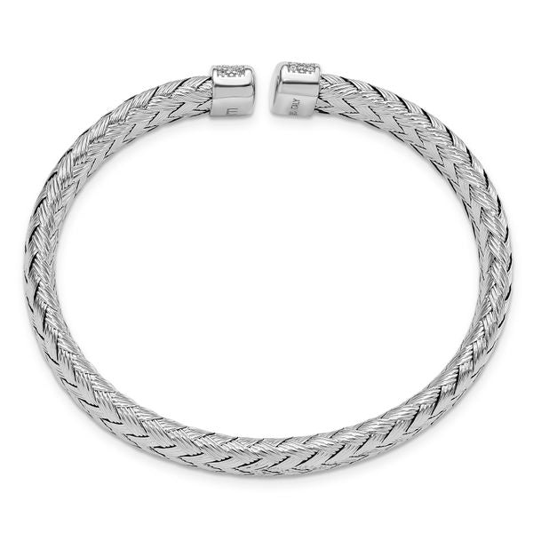 Leslie's Sterling Silver CZ Woven Flexible Cuff - Image 2