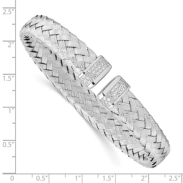 Leslie's Sterling Silver CZ Woven Flexible Cuff - Image 3