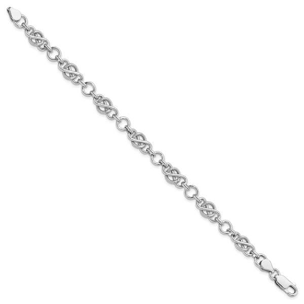Leslie's Sterling Silver Rhodium-plated Polished/Textured Bracelet - Image 2