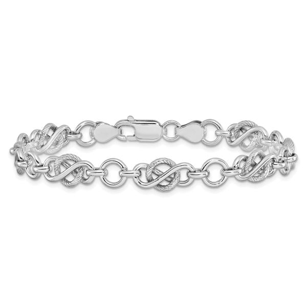 Leslie's Sterling Silver Rhodium-plated Polished/Textured Bracelet - Image 3