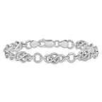 Leslie's Sterling Silver Rhodium-plated Polished/Textured Bracelet - Image 3