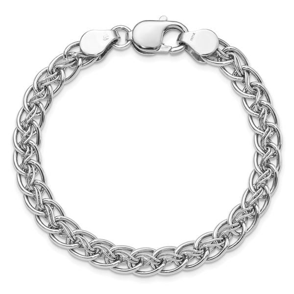 Leslie's Sterling Silver Rhodium-plated Polished Link Bracelet - Image 5