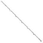 Leslie's Sterling Silver RH-plated Polished Heart 9in with 1in ext. Anklet - Image 2